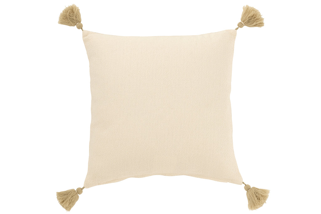 Cushion Sea Stars+Tassels Cotton Cream/Beige