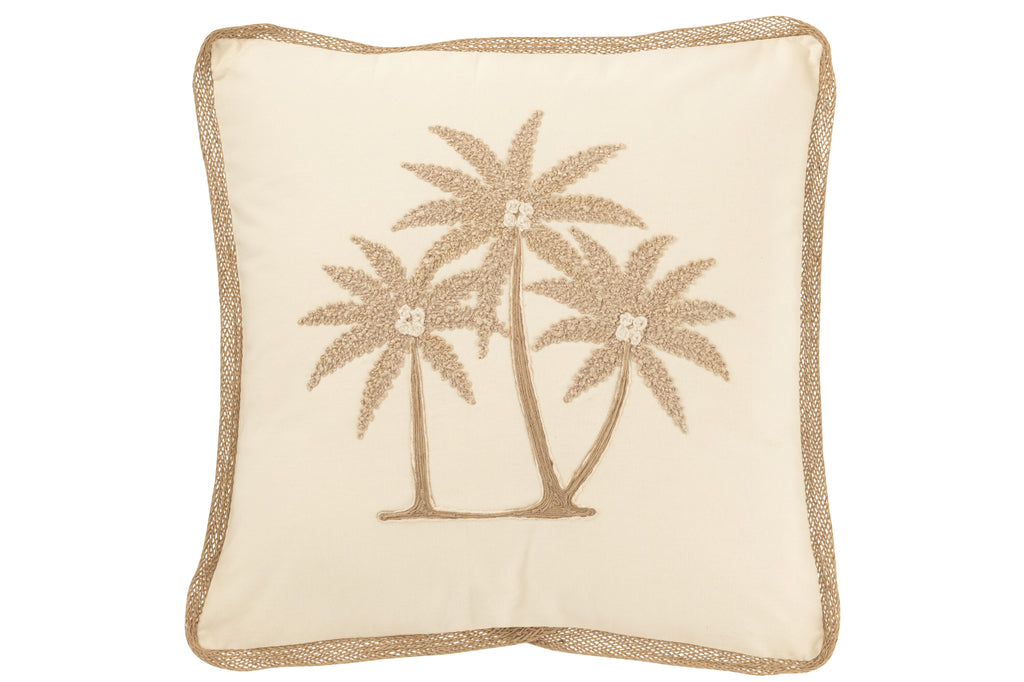 Cushion Square Palm Trees Cotton Cream/Beige