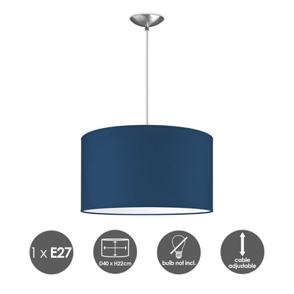 hanglamp Bling met lampenkap, E27, donkerblauw, 40cm