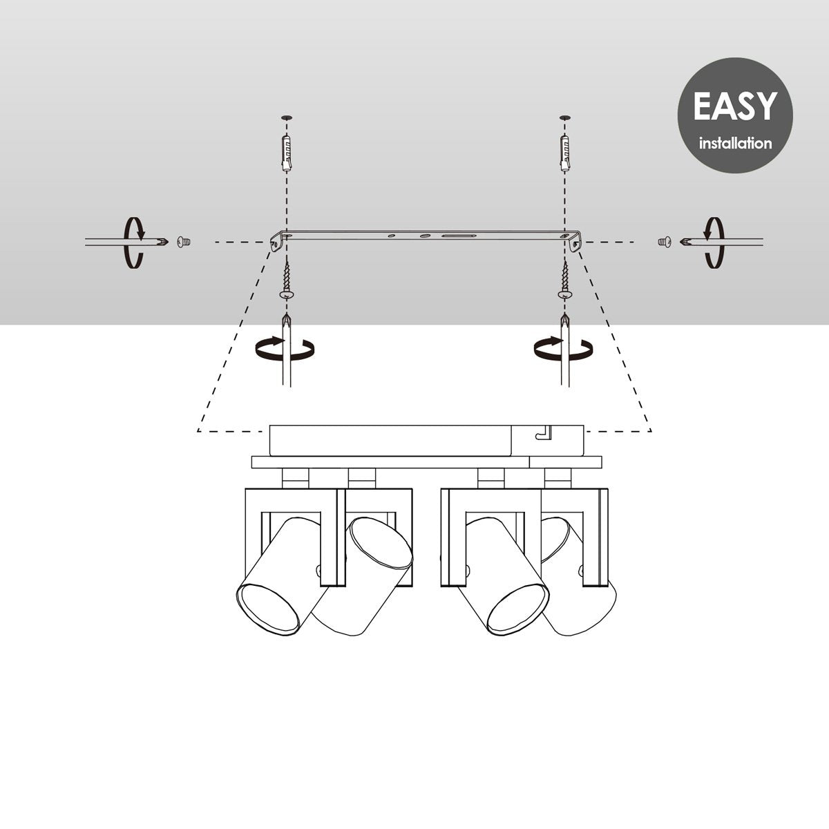 Opbouwspot Concrete 4 - incl. dimbare LED lamp - beton