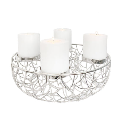 EDZARD Adventskrans Milano, roestvrij staal, vernikkeld, zilverkleurig, diameter 34 cm, voor kaarsen ø 8 cm