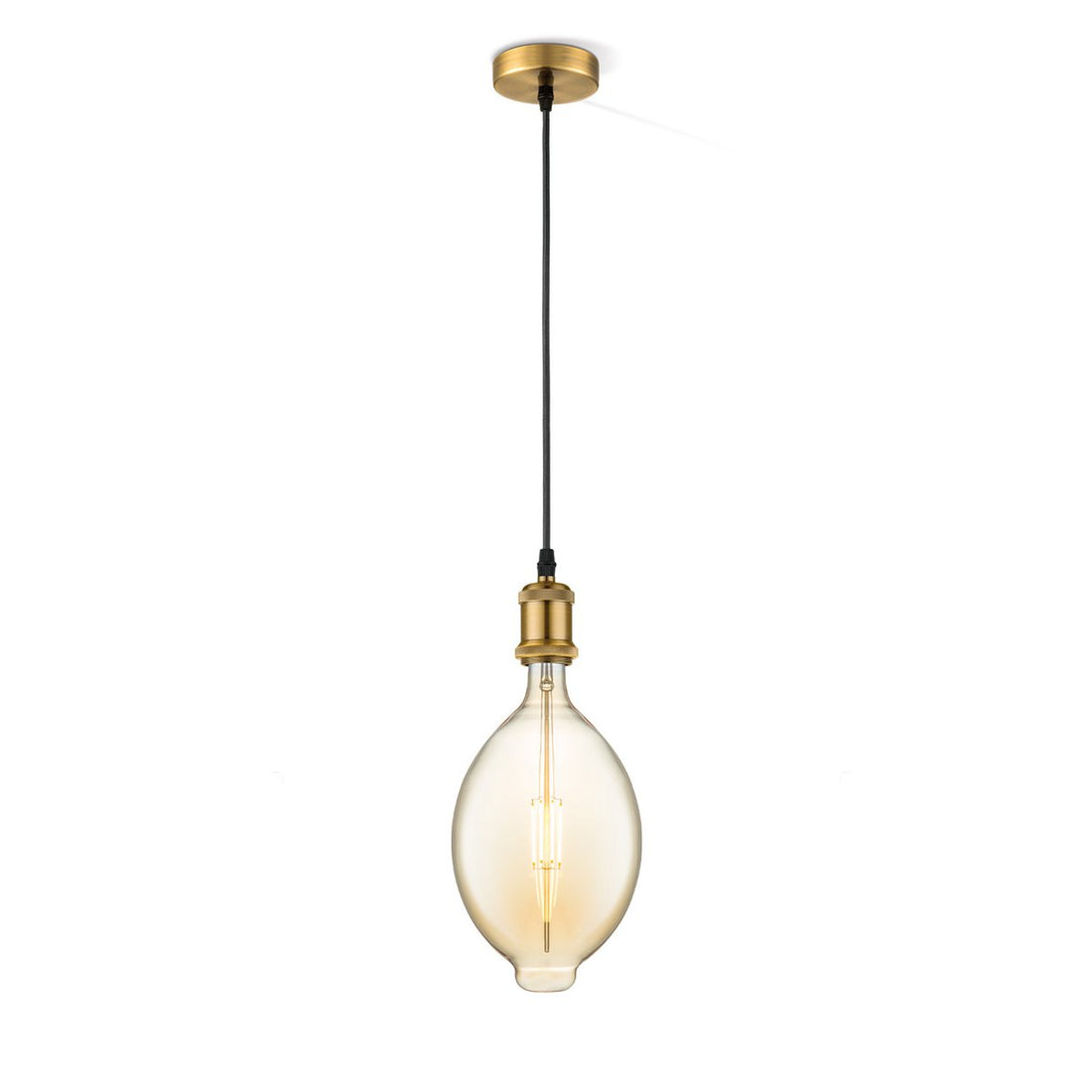 hanglamp brons vintage Ovaal G125 - dimbaar E27 amber