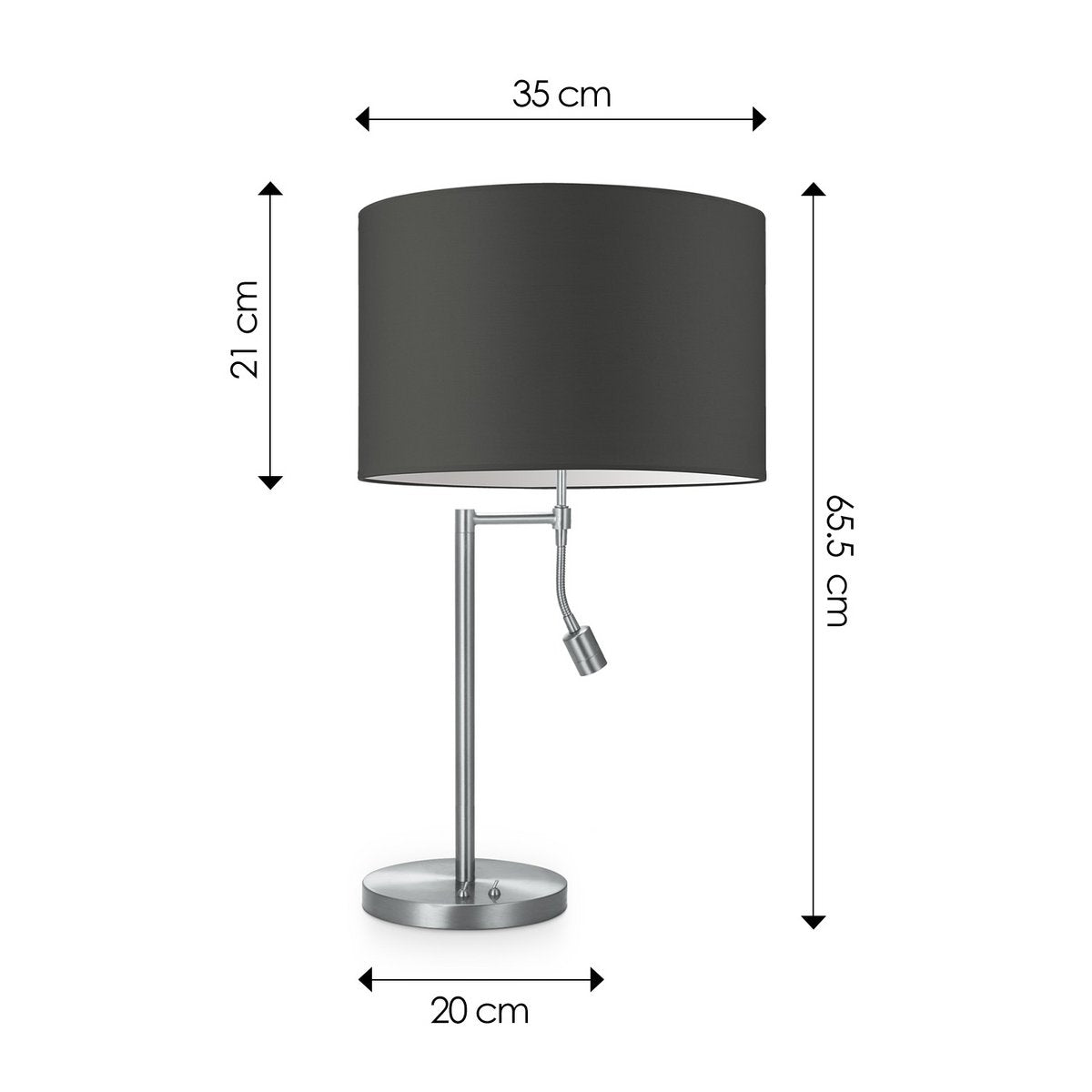 Tafellamp Read, LED Leeslamp, E27, antraciet 35cm