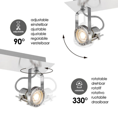 LED Opbouwspot Robo 2 - dimbaar - geborsteld staal