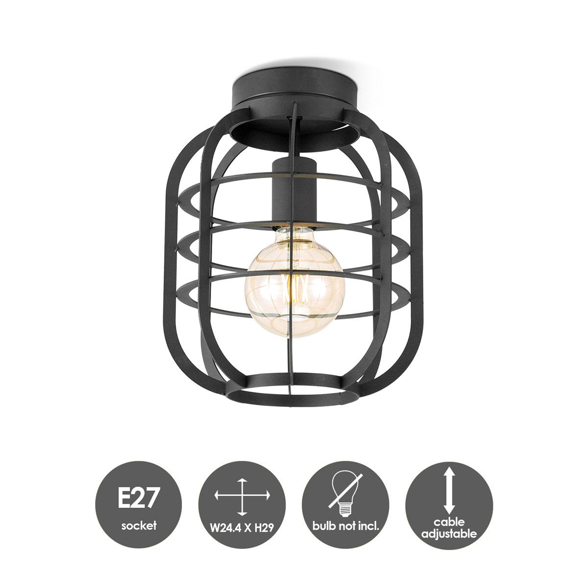 Moderne LED Plafondlamp Nero M - zwart