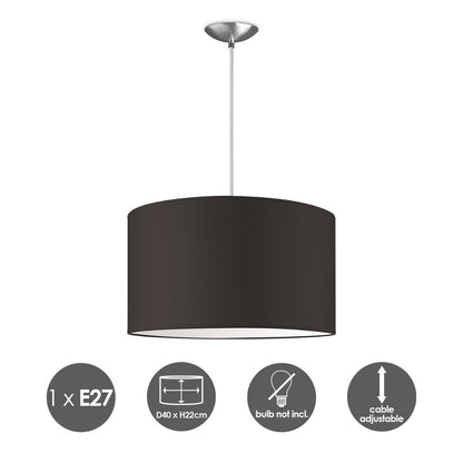 hanglamp Bling met lampenkap, E27, chocolade, 40cm