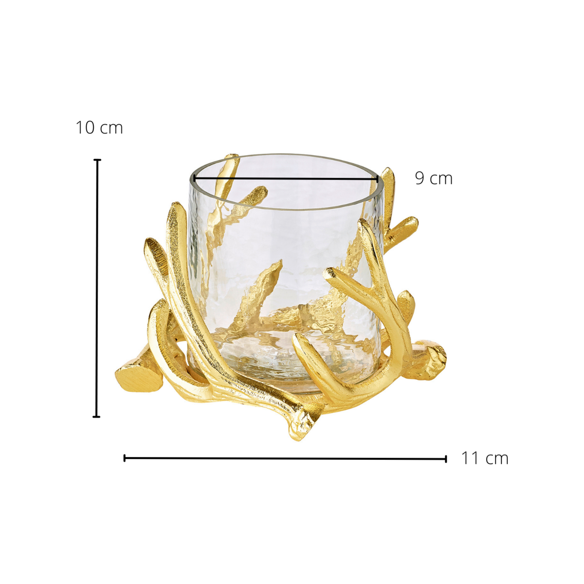 EDZARD lantaarn Kingston, gewei design, aluminium, goudkleurig, met glas, hoogte 10 cm, ø 15 cm