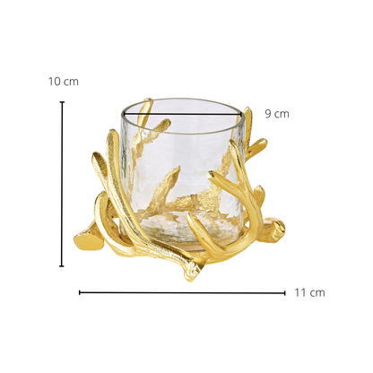 EDZARD lantaarn Kingston, gewei design, aluminium, goudkleurig, met glas, hoogte 10 cm, ø 15 cm