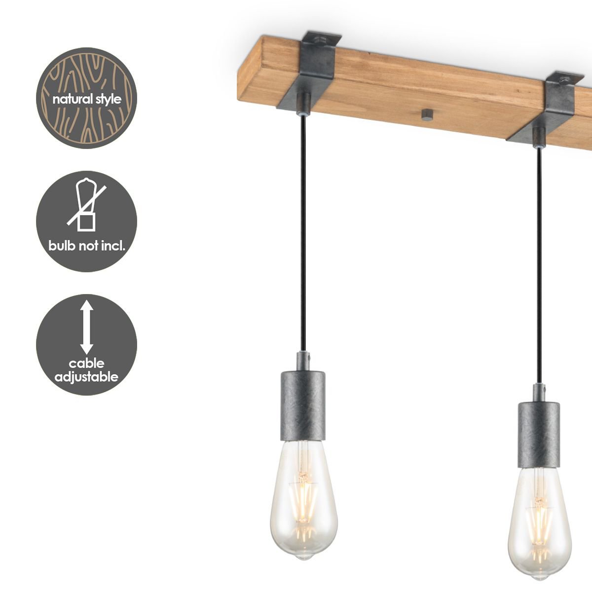 Hanglamp Denton - hout - 57x14x140cm