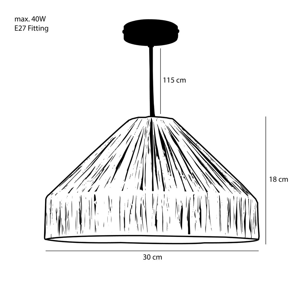 Belvivere Indy Hanglamp - H18 x Ø30 cm - Raffia - Lichtbruin