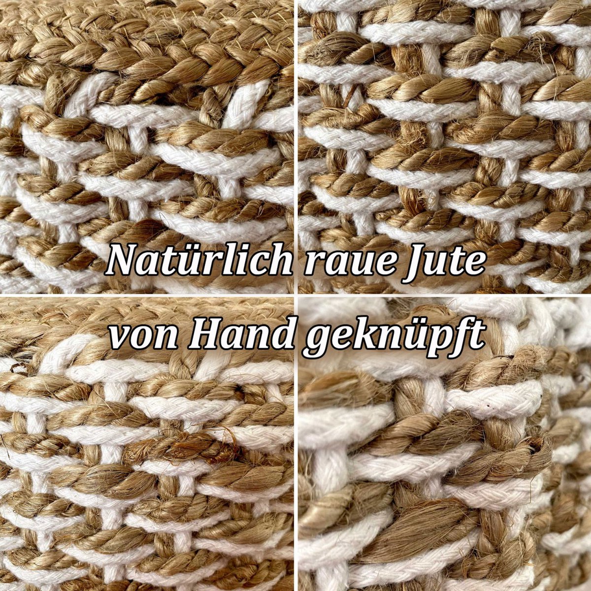 Poef jute kruk rond 50x50 cm decoratieve kruk jute naturel poef vloerkussen voetenbank