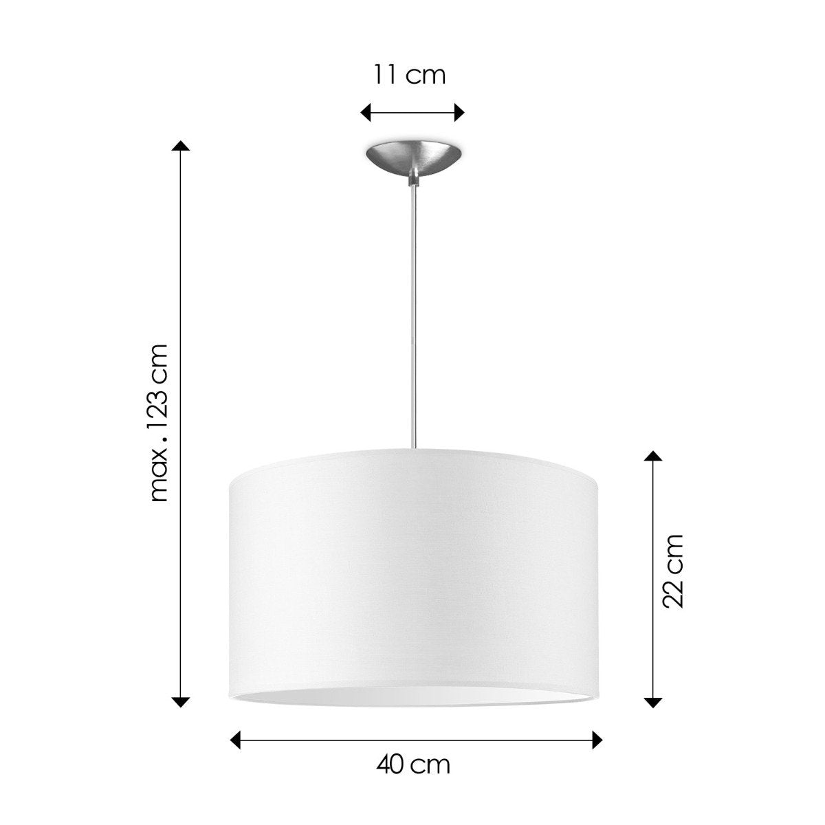 hanglamp Bling met lampenkap, E27, wit, 40cm