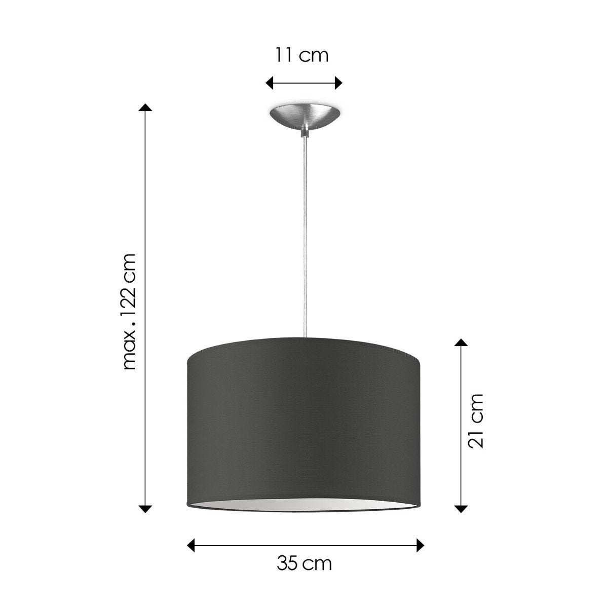 hanglamp Bling met lampenkap, E27, antraciet, 35cm