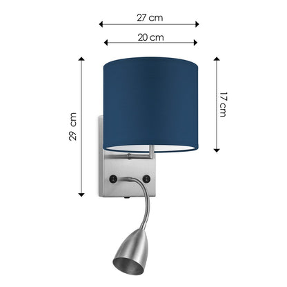 Wandlamp - Read, LED Leeslamp, E27, donkerblauw 20cm