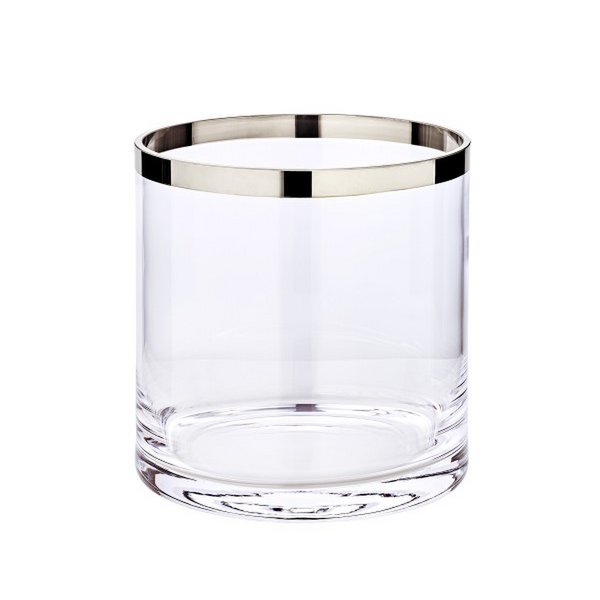 EDZARD lantaarn Molly, mondgeblazen kristalglas met platina rand, hoogte 18 cm, diameter 18 cm