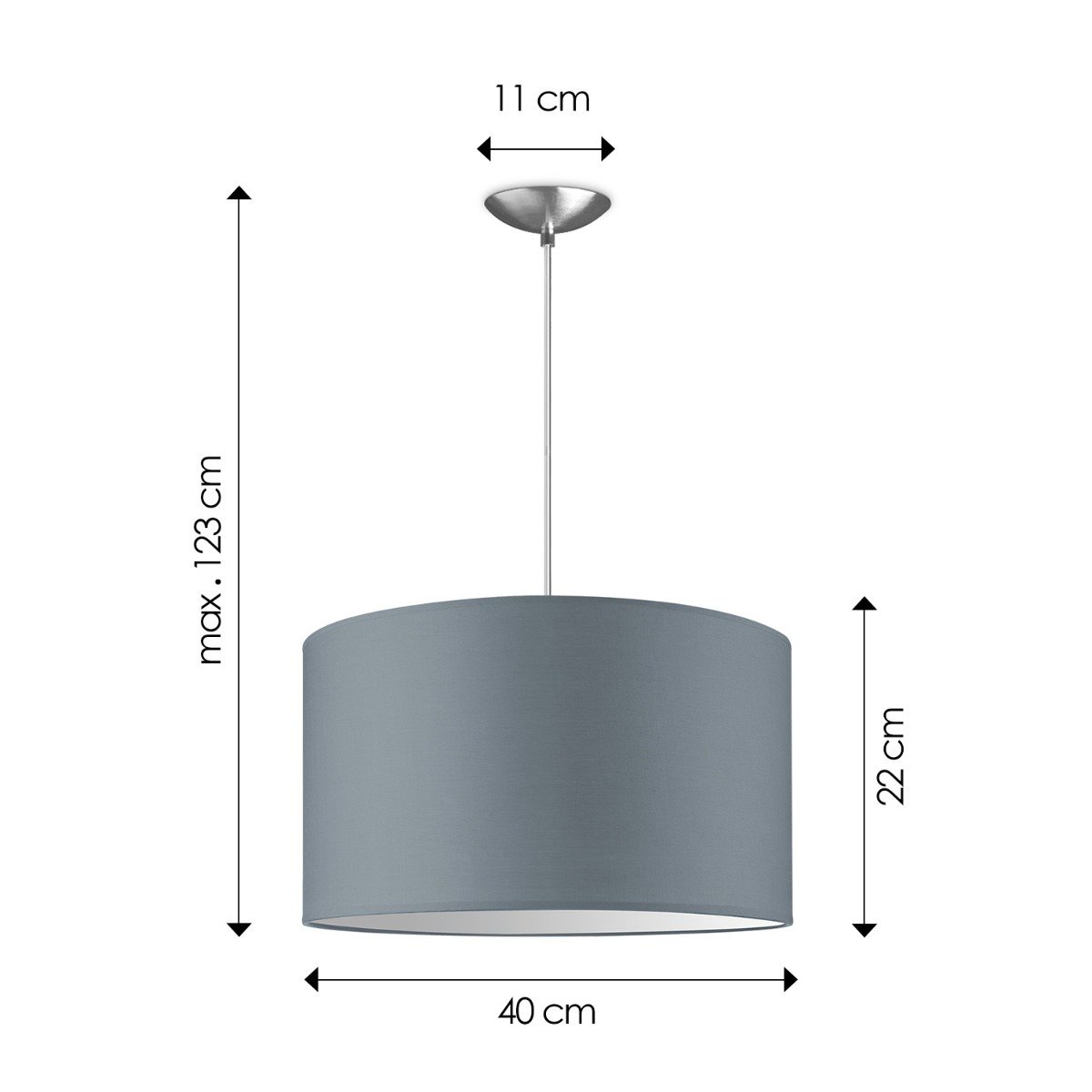 hanglamp Bling met lampenkap, E27, grijs, 40cm