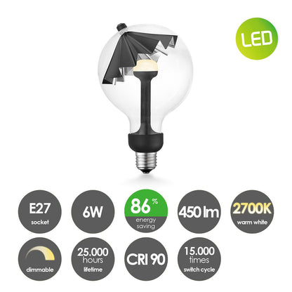 dimbare LED lamp Umbrella zwart-zilver E27 5W 400Lm
