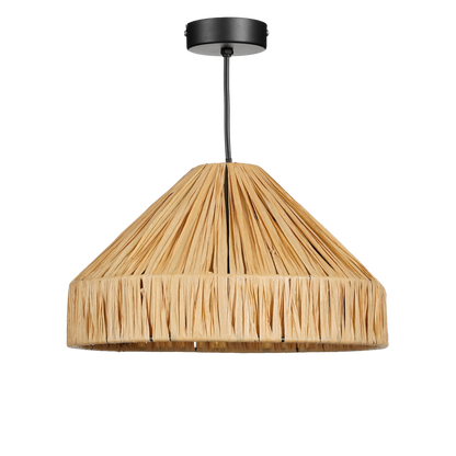 Belvivere Indy Hanglamp - H18 x Ø30 cm - Raffia - Lichtbruin