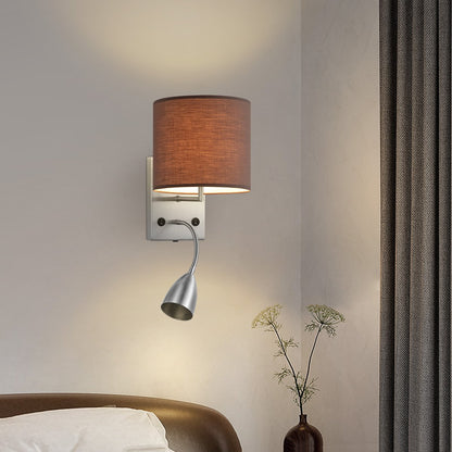 Wandlamp - Lees, LED Leeslamp, E27, chocolade 20cm