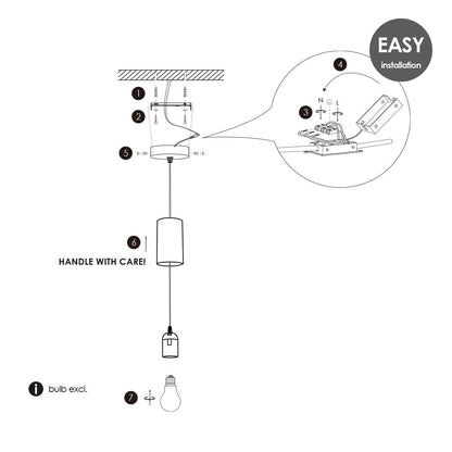 Hanglamp Saga - Wit - 10x10x120cm