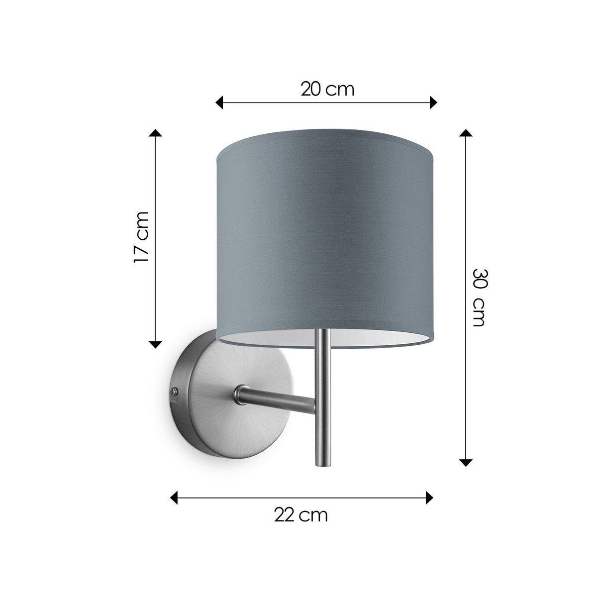 Wandlamp - Mati inclusief Lampenkap E27 grijs 20x17cm