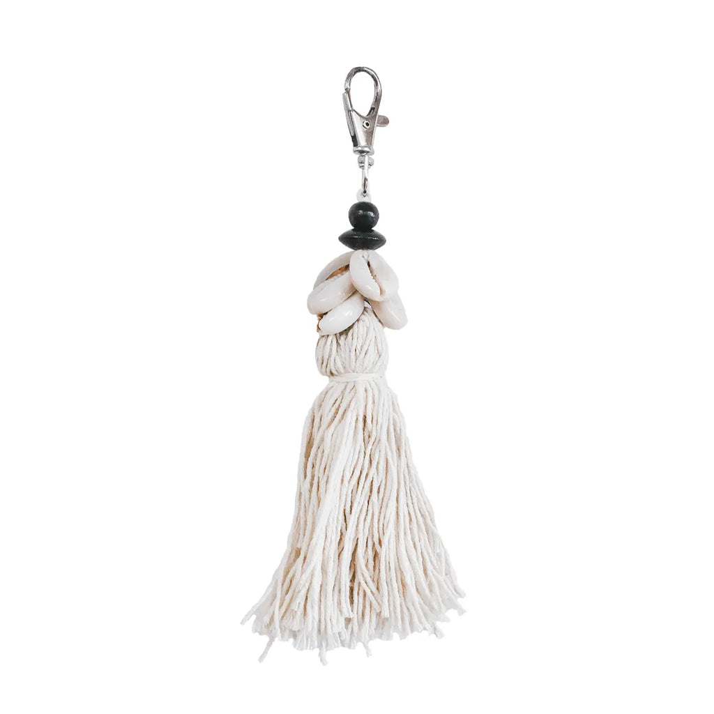 De Cowrie Tassel Sleutelhanger - Wit
