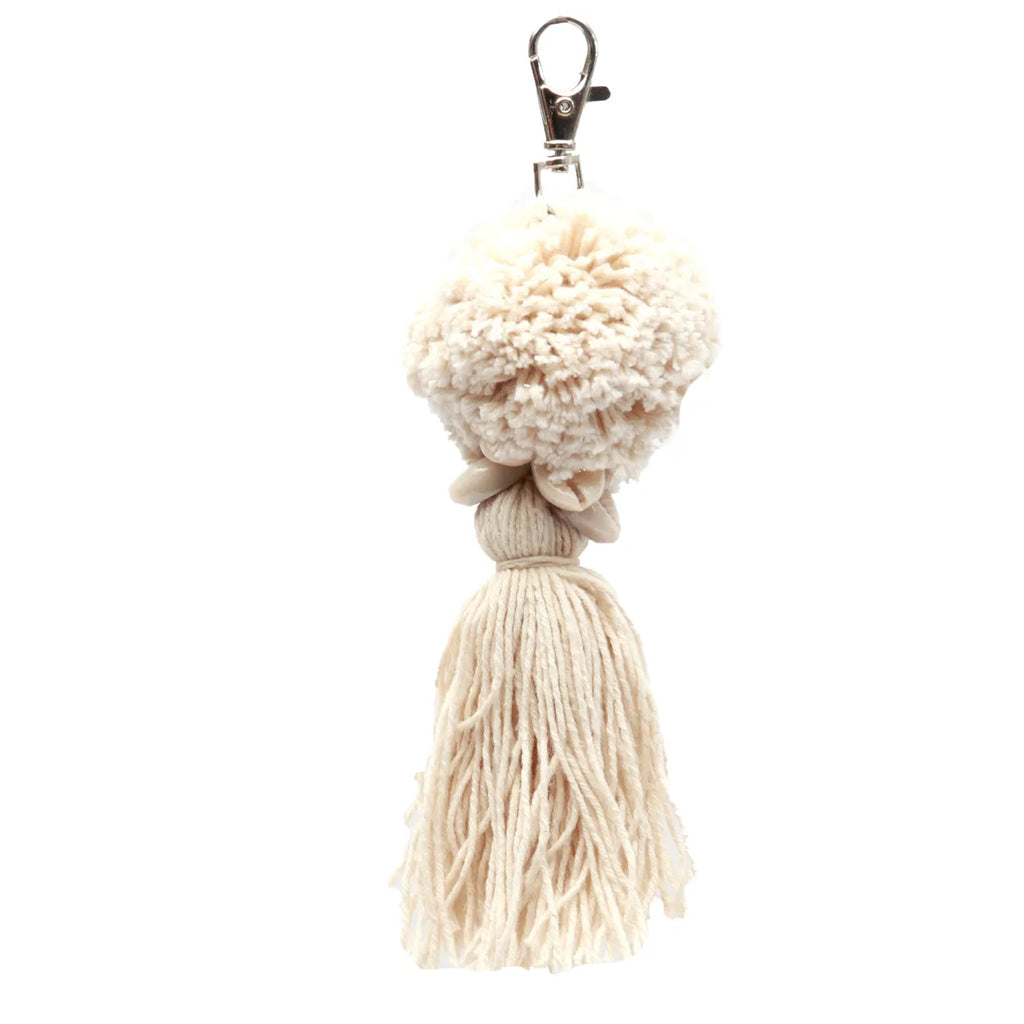 De Pompom Sleutelhanger - Wit