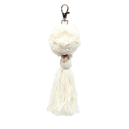 De Pompom Sleutelhanger - Wit