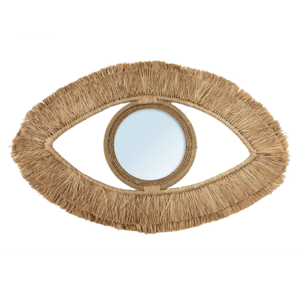 De Raffia Eye Spiegel - Naturel - M