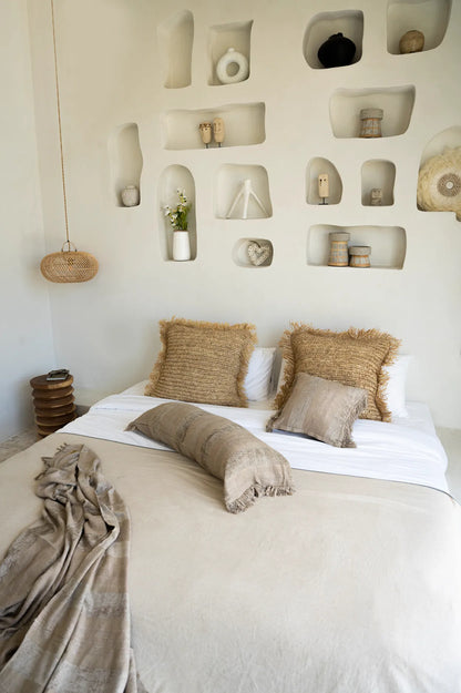 De Raffia Kussenhoes - Vierkant - Naturel - 60x60