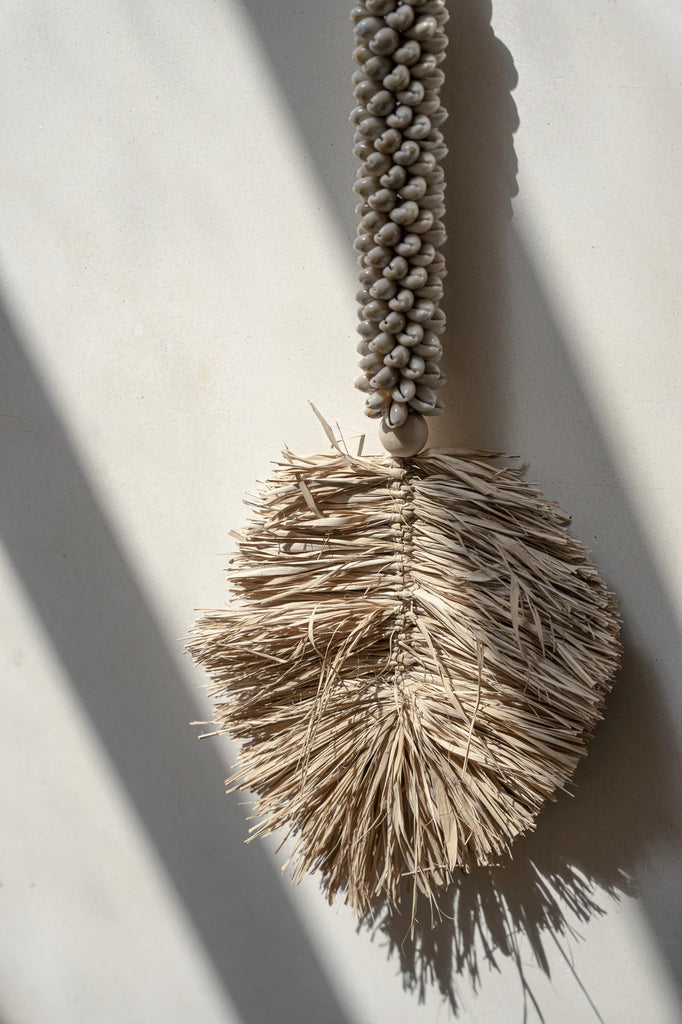 De Raffia &amp; Schelpen Hangdecoratie - Crème Naturel