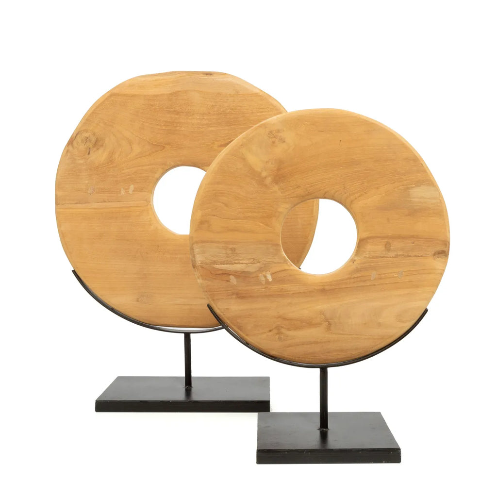 Teak Disc Belvivere op Stand - M