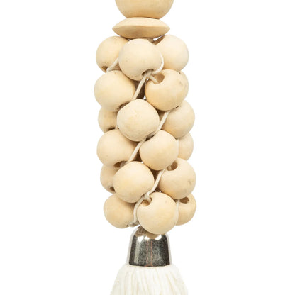 De Wooden Beads Sleutelhanger - Naturel Wit