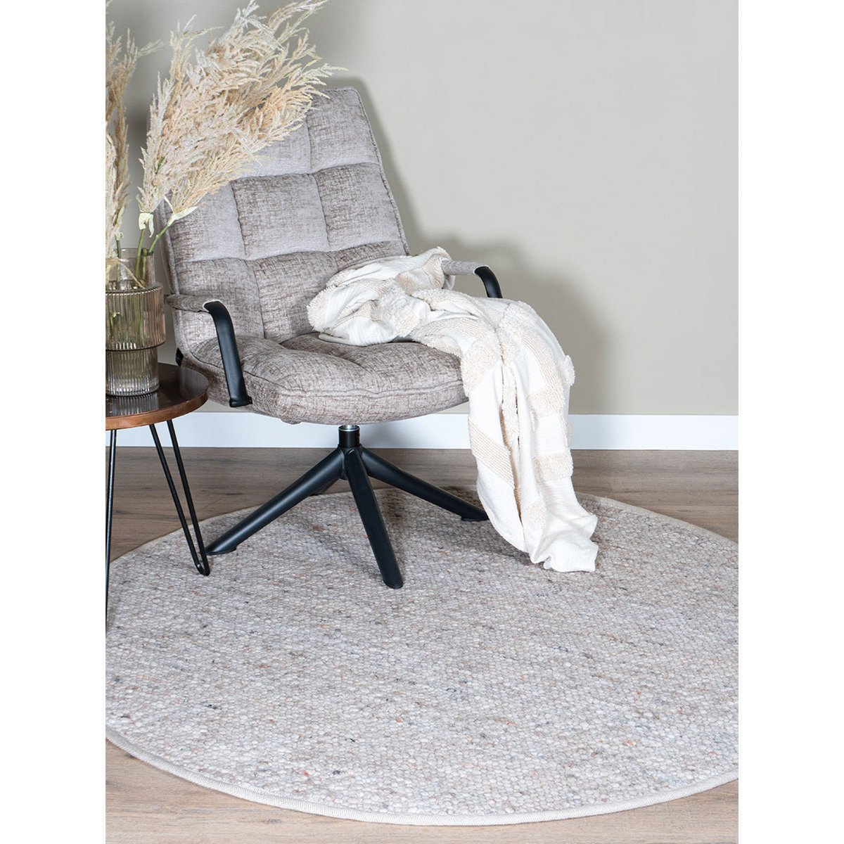 Vloerkleed Stone Beige 215 – Rond ø160 cm