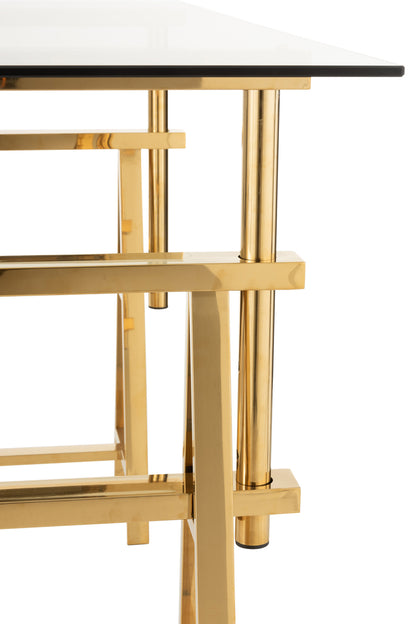 Bureau Verstelbaar Roestvrij Staal/Glas Goud/Transparant