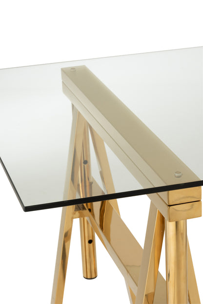 Bureau Verstelbaar Roestvrij Staal/Glas Goud/Transparant