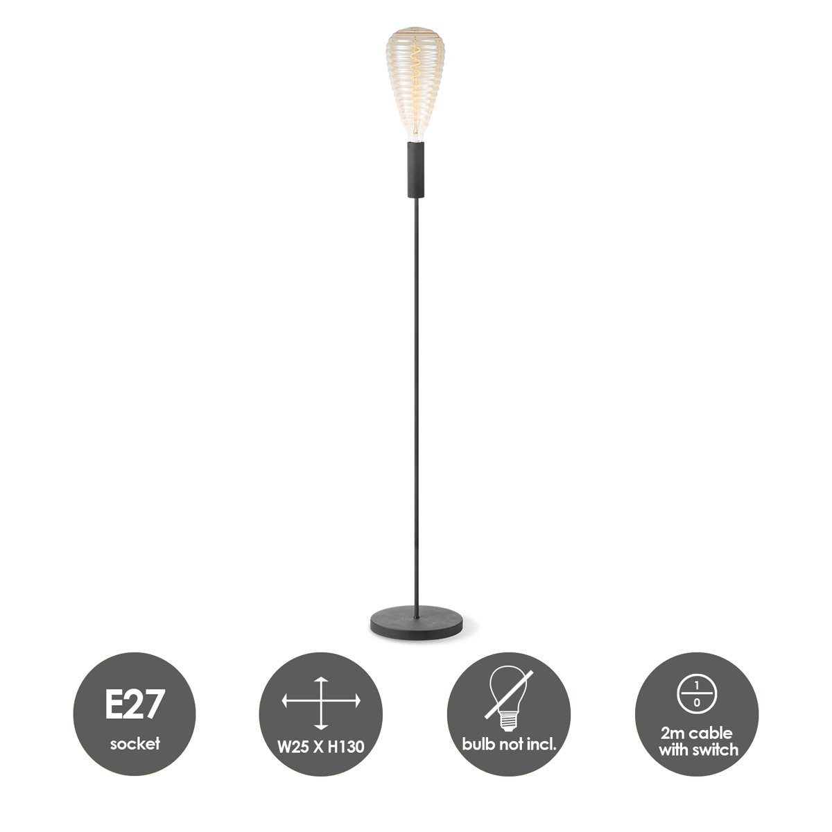 Sola 130 1L Vloerlamp zand zwart - Design Vloerlamp