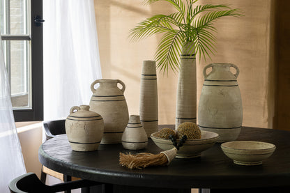 Schotel Streep Terracotta Beige/Zwart Middelgroot