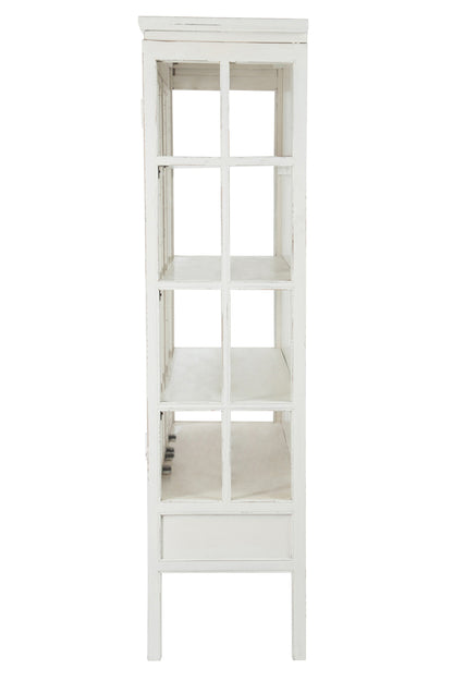 Toonkast 3 planken 3 laden Hout/Glas Wit 130X45x175cm