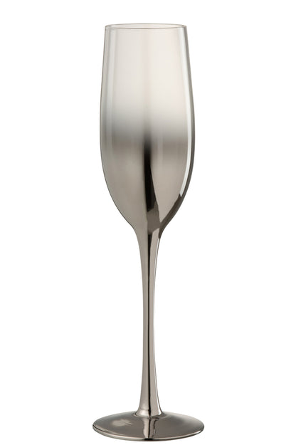 J-Line Drinkglas op voet Champagne Fade Glas Zilver/Transparant