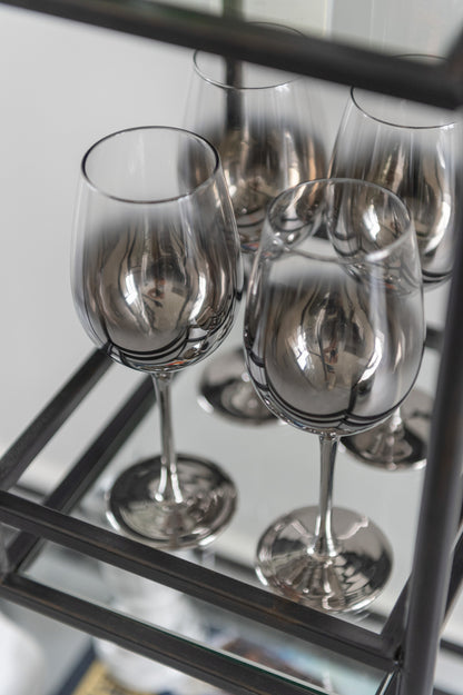 J-Line Drinkglas op voet Wijnglas Verloopglas Zilver/Transparant