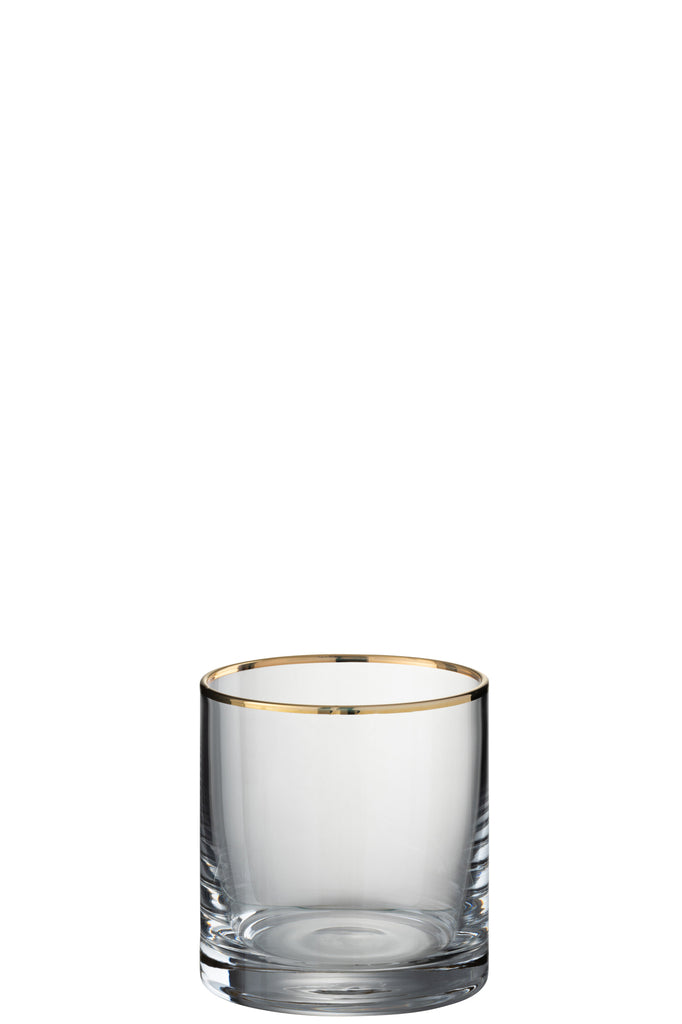 J-Line Drinkglas Rand Cilinder Glas Transparant/Goud