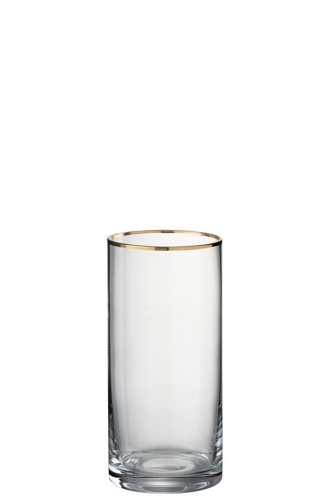 J-Line Drinkglas Rand Cilinder Hoog Glas Transparant/Goud