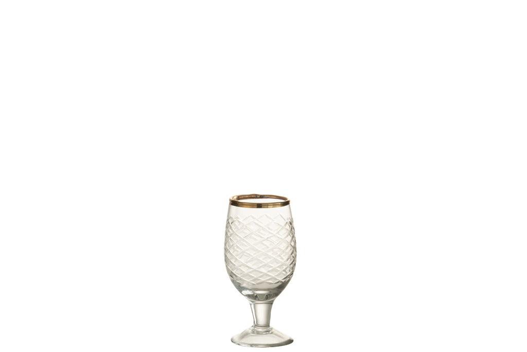 J-Line Drinkglas met gouden rand en transparant glas.