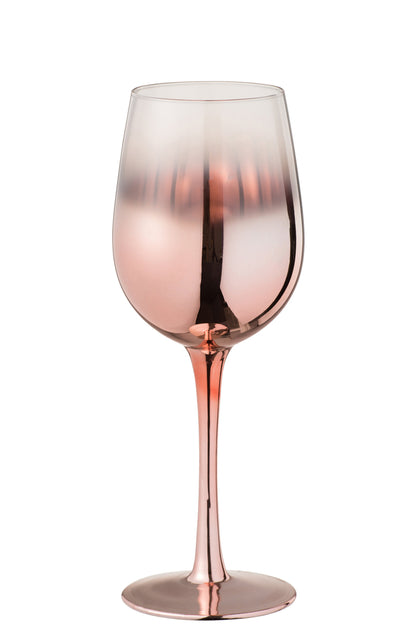 J-Line Drinkglas op voet Wijnglas Verkleuring Glas Koper/Transparant