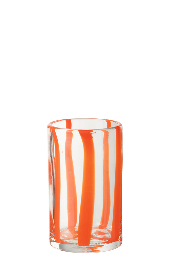 J-Line Drinkglas Strepen Glas Transparant/Oranje