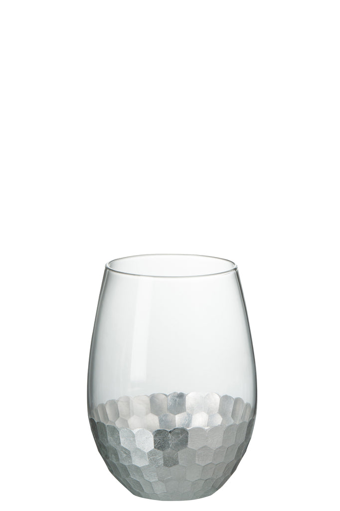 J-Line Drinkglas Transparant/Zilver 10x10x13cm