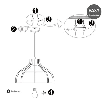 Hanglamp Blank - Zwart - 40x40x131cm