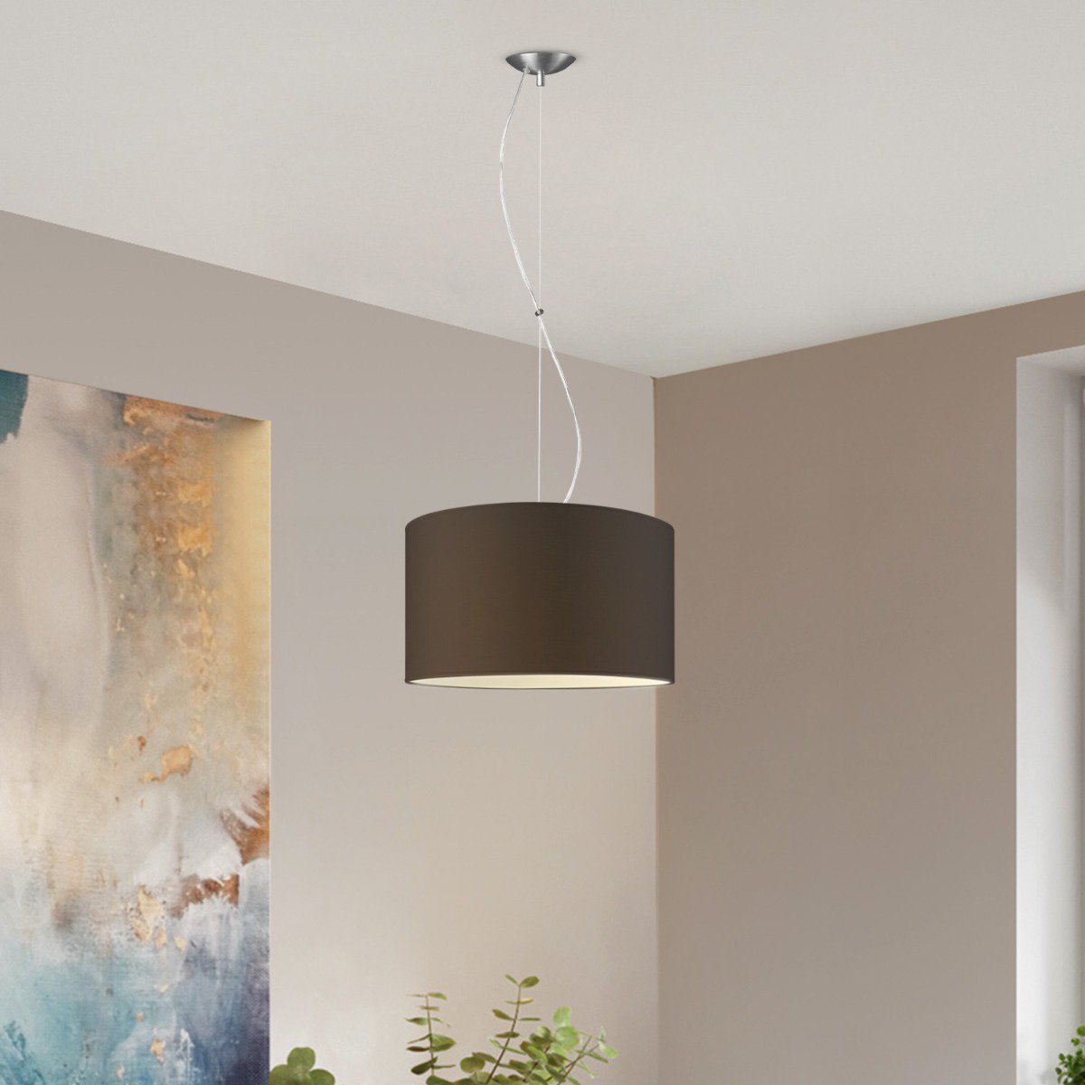 hanglamp Deluxe met lampenkap, E27, chocolade, 40cm