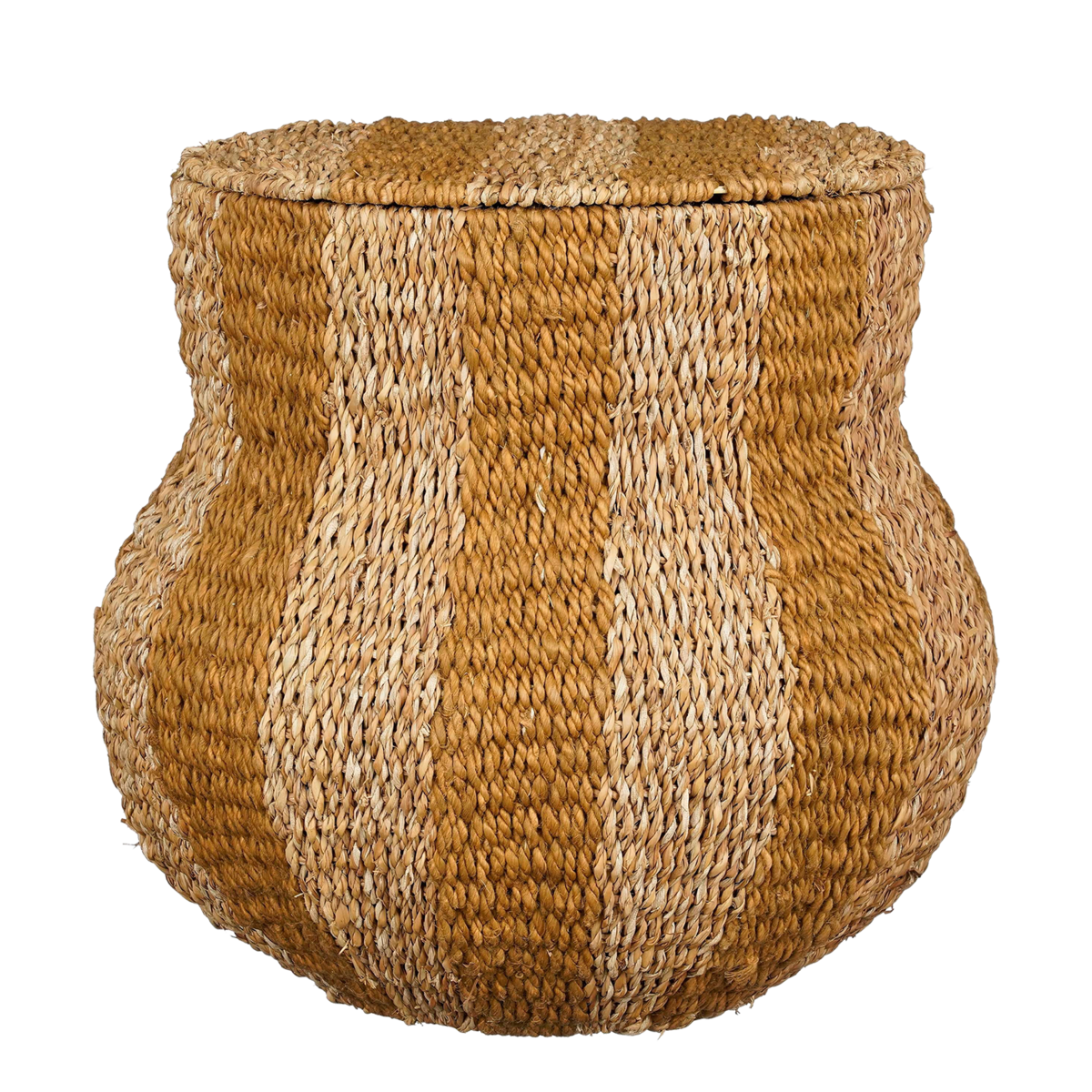 Tacoma Opbergmand met Deksel - H47 x Ø50 cm - Jute - Geel